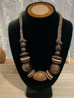 Handcrafted Brown Bead Statement Necklace